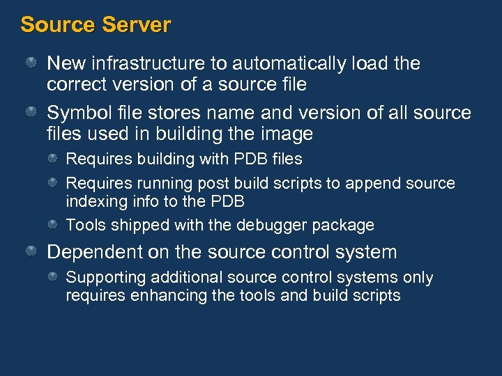 Source Server New infrastructure to automatically load the correct version of a source file