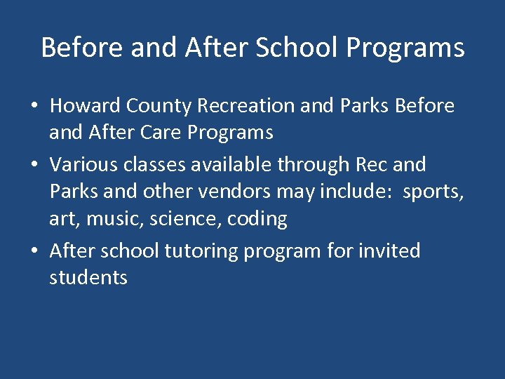 Before and After School Programs • Howard County Recreation and Parks Before and After