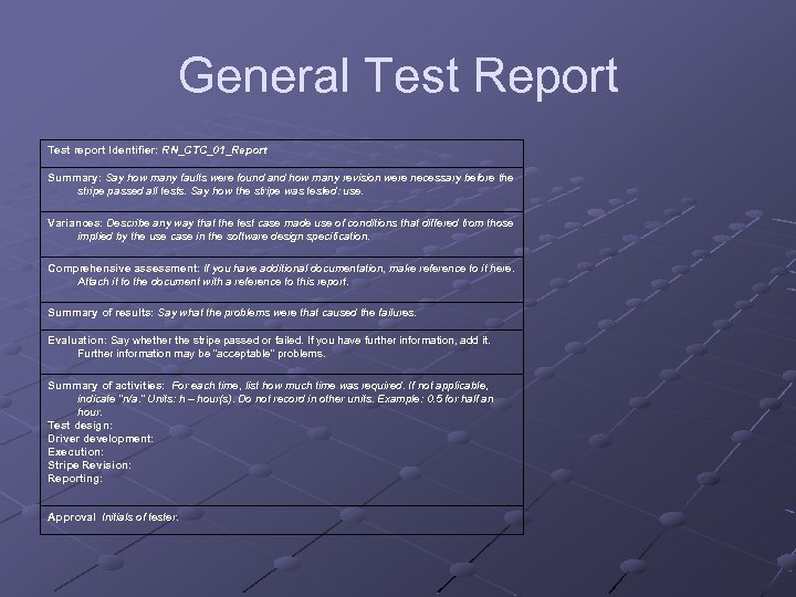 General Test Report Test report Identifier: RN_CTC_01_Report Summary: Say how many faults were found