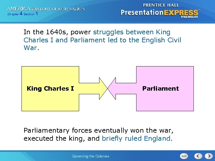 Chapter 4 Section 1 In the 1640 s, power struggles between King Charles I