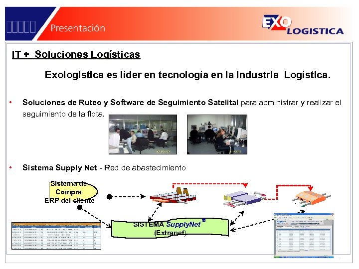 IT + Soluciones Logísticas Exologistica es líder en tecnología en la Industria Logística. •
