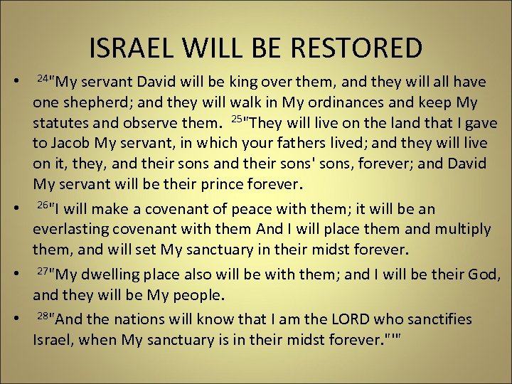 ISRAEL WILL BE RESTORED • 24