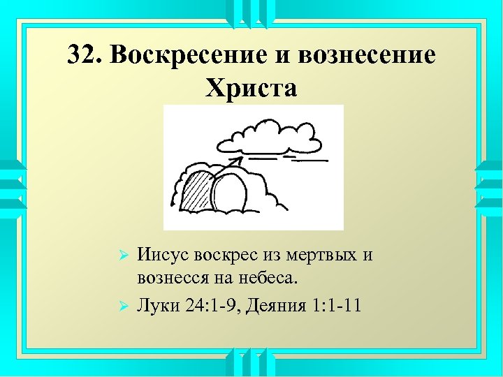 32. Воскресение и вознесение Христа Ø Ø Иисус воскрес из мертвых и вознесся на