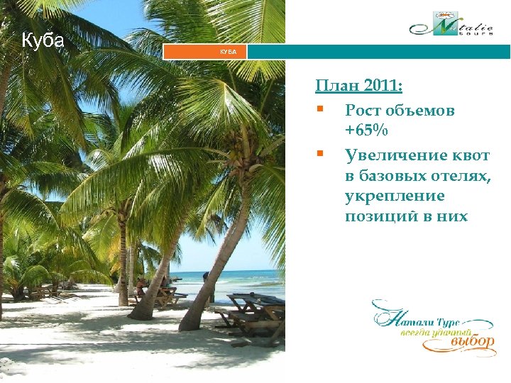 Куба КУБА Итальянские Альпы План 2011: § Рост объемов +65% § Увеличение квот в