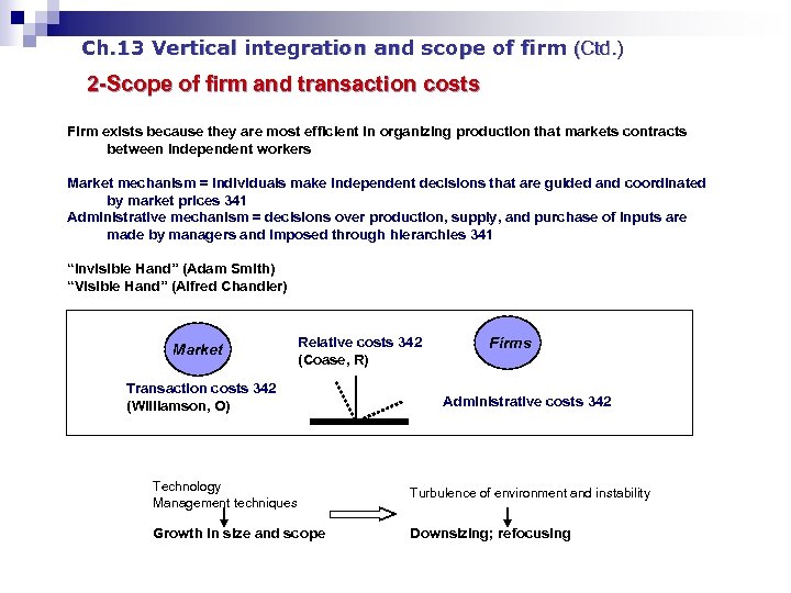 Ch. 13 Vertical integration and scope of firm (Ctd. ) 2 -Scope of firm