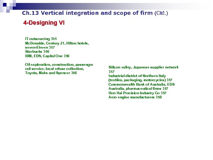 Ch. 13 Vertical integration and scope of firm (Ctd. ) 4 -Designing VI IT