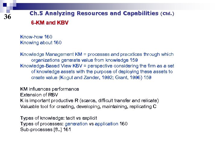 36 Ch. 5 Analyzing Resources and Capabilities (Ctd. ) 6 -KM and KBV Know-how