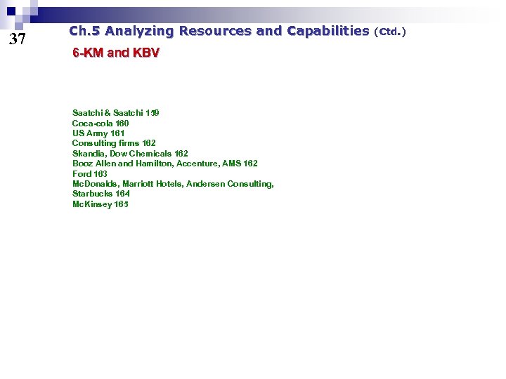 37 Ch. 5 Analyzing Resources and Capabilities 6 -KM and KBV Saatchi & Saatchi