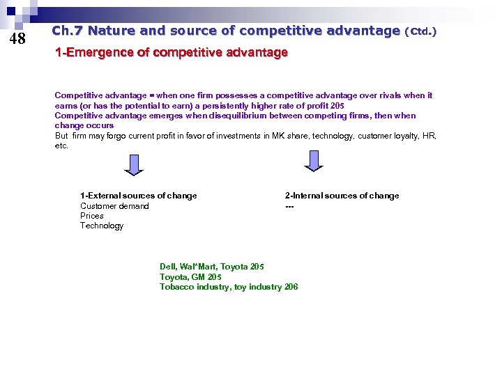 48 Ch. 7 Nature and source of competitive advantage (Ctd. ) 1 -Emergence of