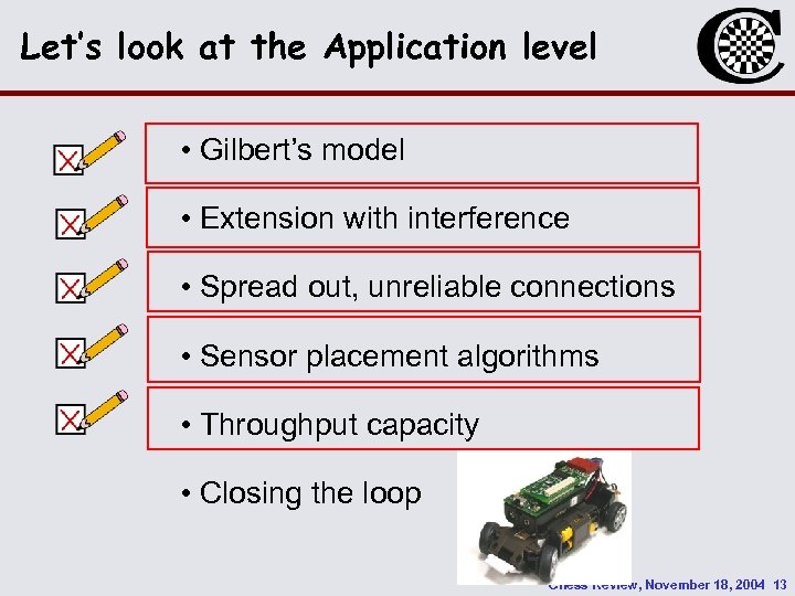 Let’s look at the Application level • Gilbert’s model • Extension with interference •
