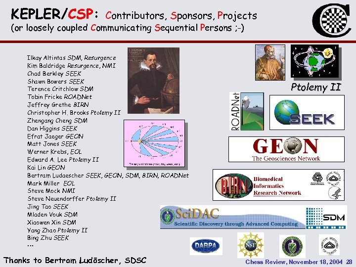KEPLER/CSP: Contributors, Sponsors, Projects (or loosely coupled Communicating Sequential Persons ; -) Ilkay Altintas