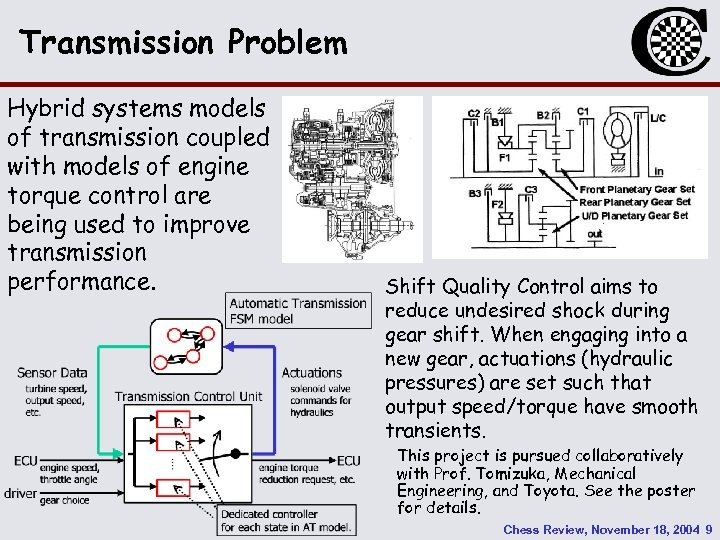 Transmission Problem Hybrid systems models of transmission coupled with models of engine torque control
