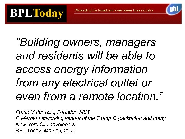 “Building owners, managers and residents will be able to access energy information from any