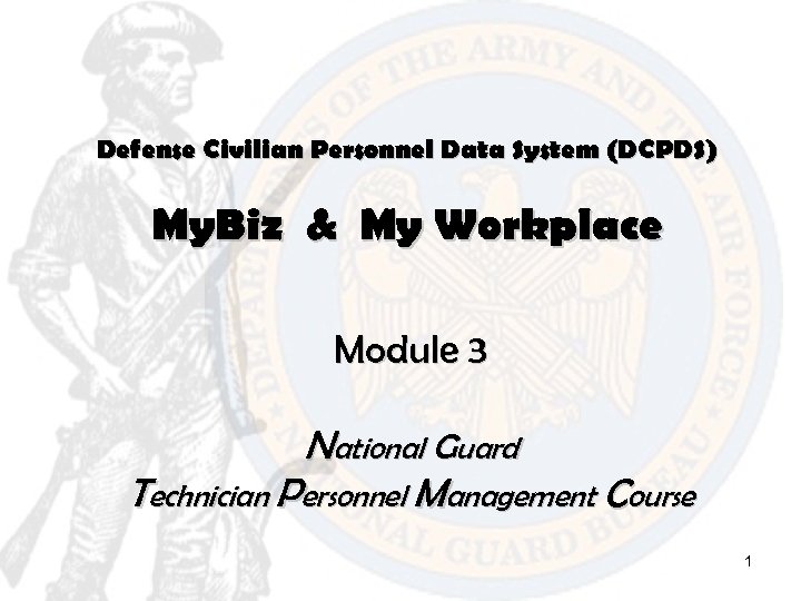 Defense Civilian Personnel Data System (DCPDS) My. Biz & My Workplace Module 3 National