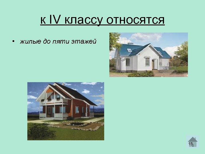 к IV классу относятся • жилые до пяти этажей 15 