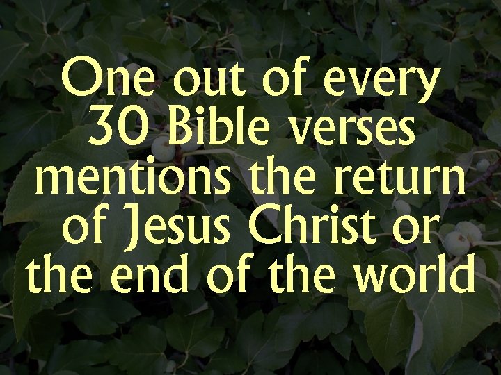 One out of every 30 Bible verses mentions the return of Jesus Christ or
