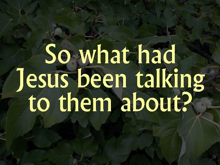 So what had Jesus been talking to them about? 