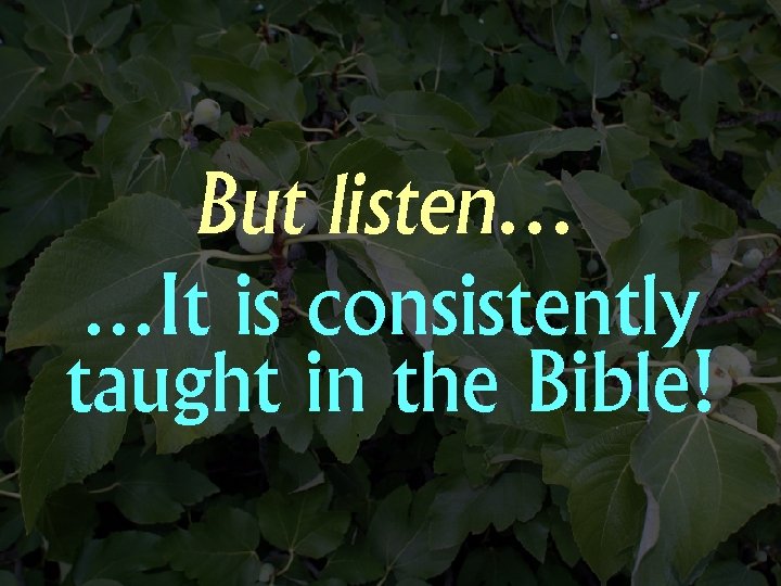 But listen… …It is consistently taught in the Bible! 