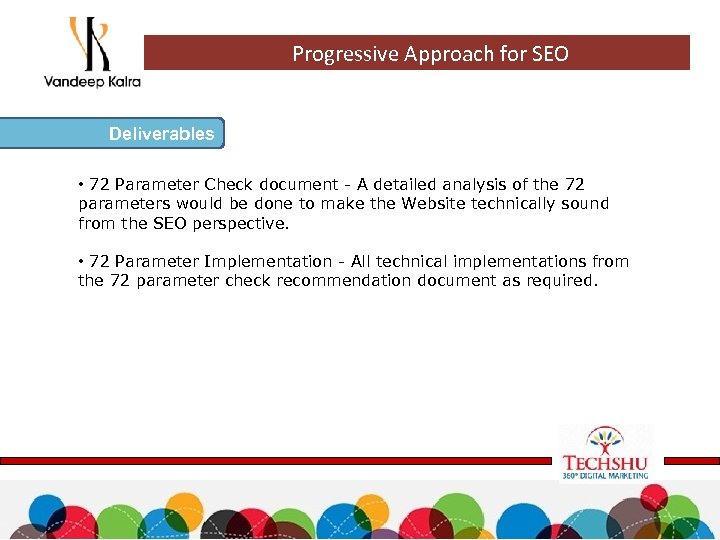 Progressive Approach for SEO Deliverables • 72 Parameter Check document - A detailed analysis