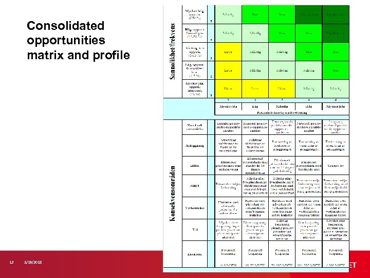 Consolidated opportunities matrix and profile 12 3/19/2018 