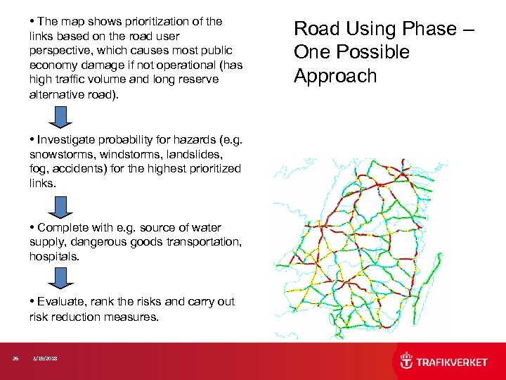 • The map shows prioritization of the links based on the road user