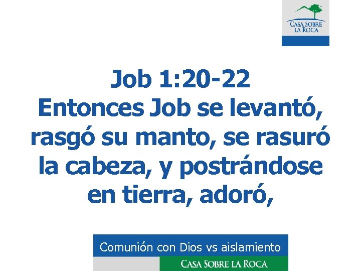 Job 1: 20 -22 Entonces Job se levantó, rasgó su manto, se rasuró la