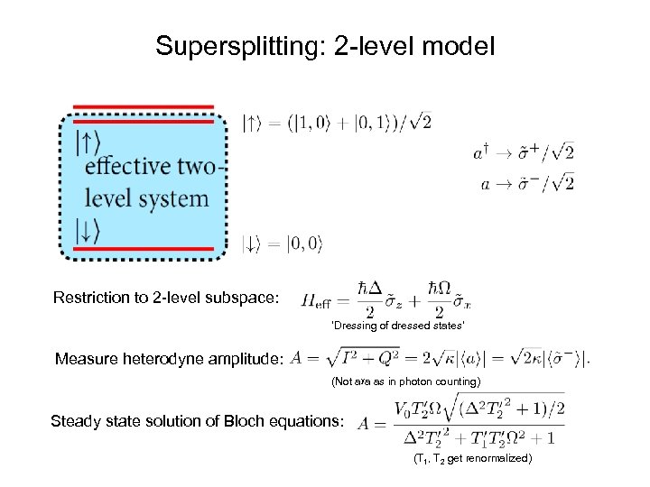Supersplitting: 2 -level model Restriction to 2 -level subspace: ‘Dressing of dressed states’ Measure