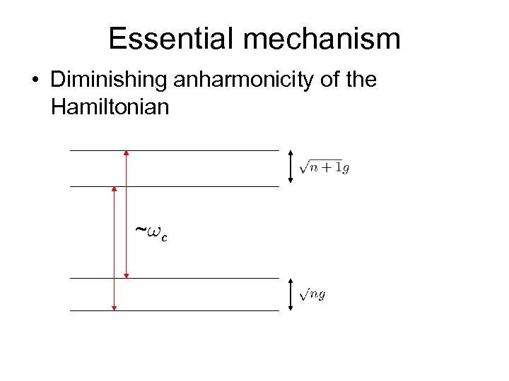 Essential mechanism • Diminishing anharmonicity of the Hamiltonian ~!c 