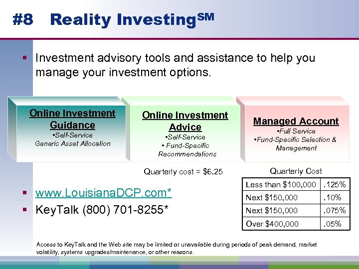 #8 Reality Investing. SM § Investment advisory tools and assistance to help you manage