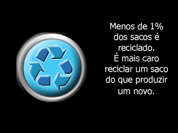 Menos de 1% dos sacos é reciclado. É mais caro reciclar um saco do