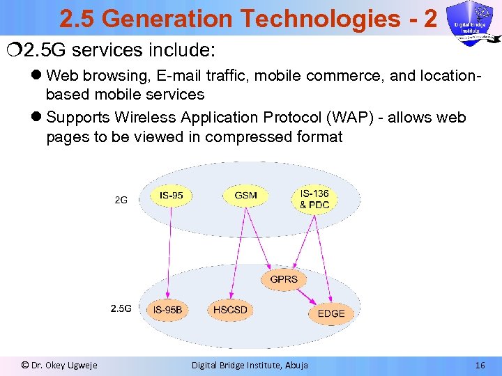 2. 5 Generation Technologies - 2 ¦ 2. 5 G services include: l Web