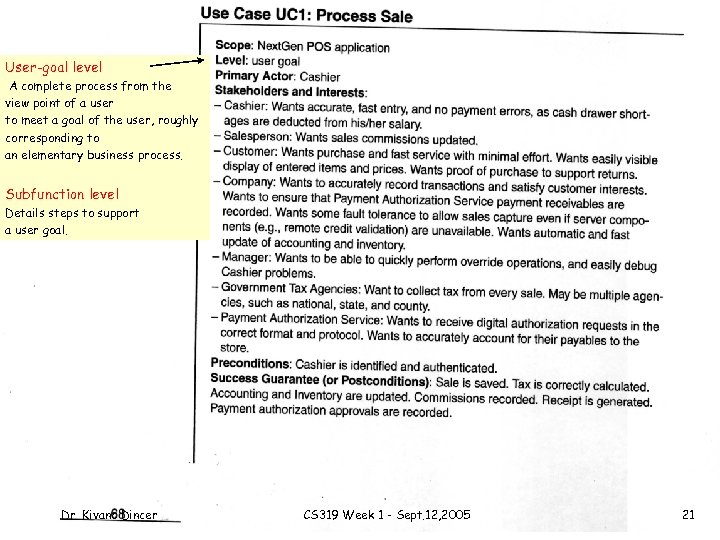 User-goal level A complete process from the view point of a user to meet