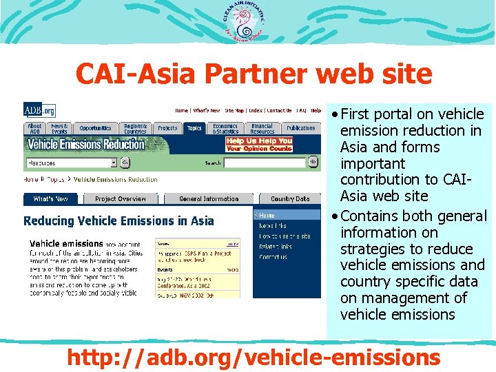 CAI-Asia Partner web site • First portal on vehicle emission reduction in Asia and