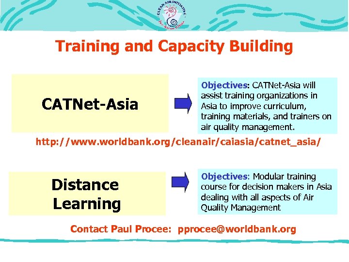 Training and Capacity Building CATNet-Asia Objectives: CATNet-Asia will assist training organizations in Asia to