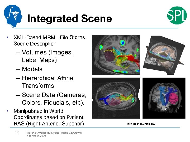 Integrated Scene • XML-Based MRML File Stores Scene Description – Volumes (Images, Label Maps)