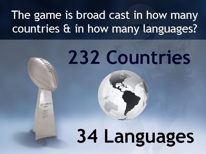 The game is broad cast in how many countries & in how many languages?