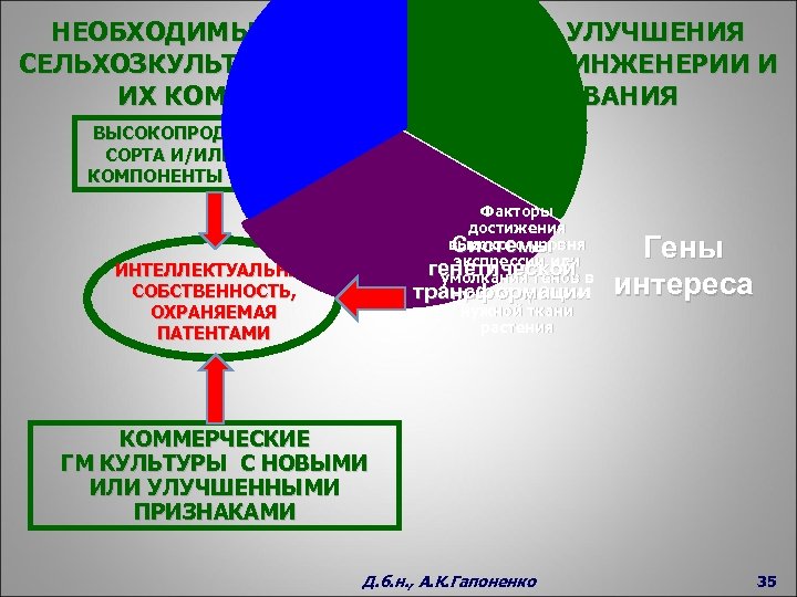 НЕОБХОДИМЫЕ КОМПОНЕНТЫ ДЛЯ УЛУЧШЕНИЯ СЕЛЬХОЗКУЛЬТУР МЕТОДАМИ ГЕННОЙ ИНЖЕНЕРИИ И ИХ КОММЕРЧЕСКОГО ИСПОЛЬЗОВАНИЯ ВЫСОКОПРОДУКТИВНЫЕ СОРТА