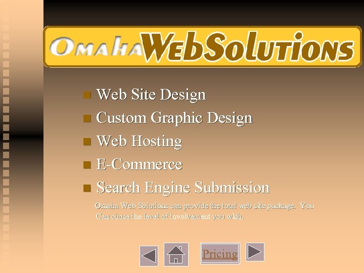Web Site Design n Custom Graphic Design n Web Hosting n E-Commerce n Search
