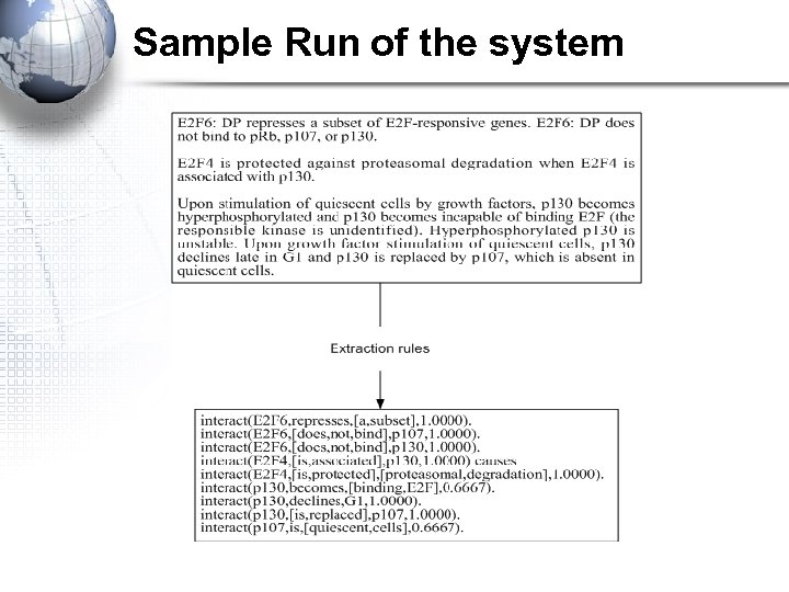 Sample Run of the system 