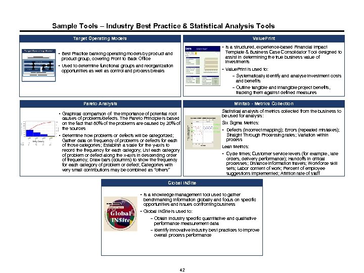 Sample Tools – Industry Best Practice & Statistical Analysis Tools Target Operating Models Value.