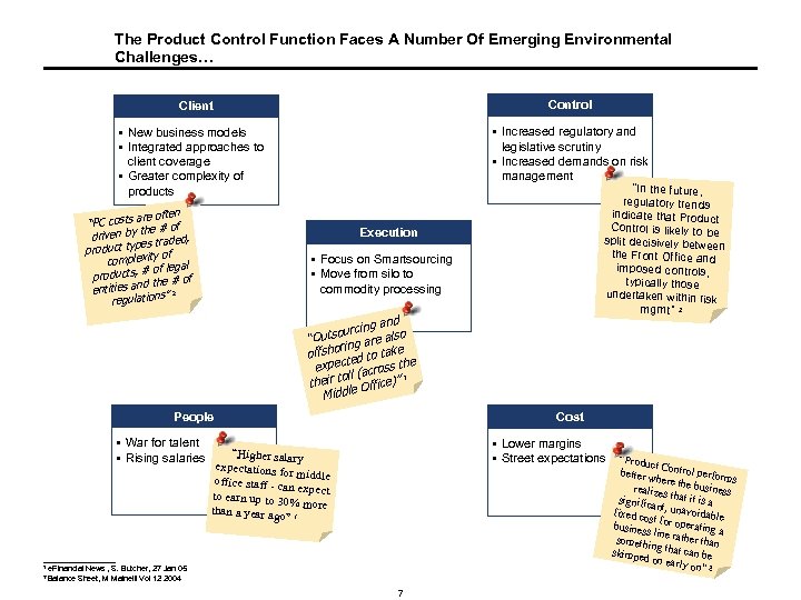 The Product Control Function Faces A Number Of Emerging Environmental Challenges… Client Control §