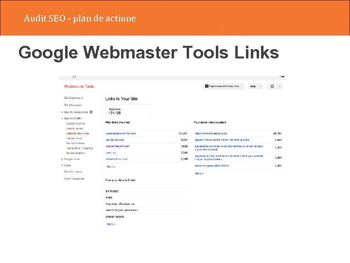 Audit SEO - plan de actiune Google Webmaster Tools Links 