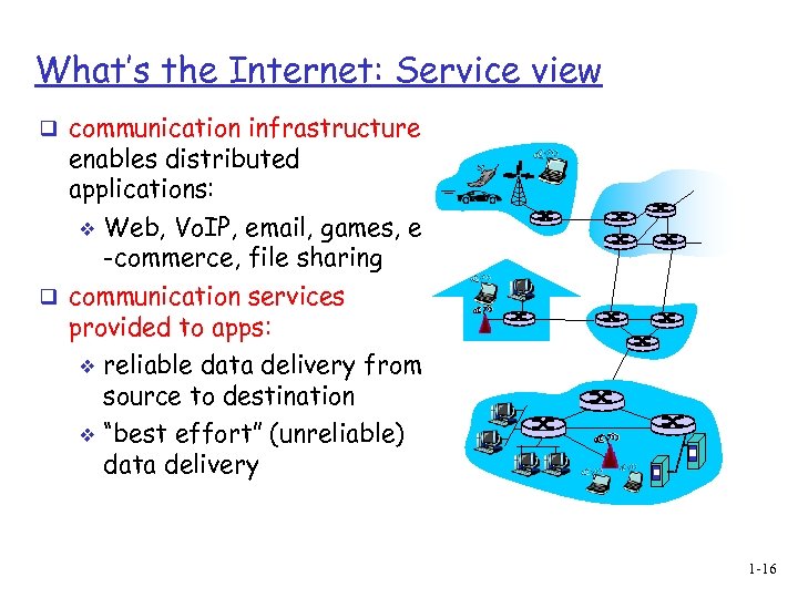 What’s the Internet: Service view q communication infrastructure enables distributed applications: v Web, Vo.