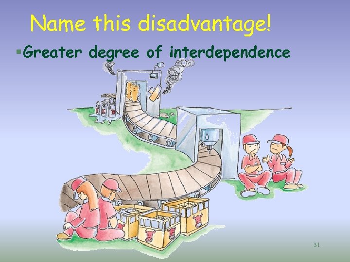 Name this disadvantage! § Greater degree of interdependence 31 