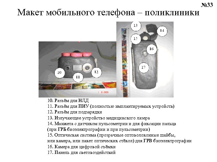 Макет мобильного телефона – поликлиники 10. Разъём для НЛД 11. Разъём для ПИУ (полностью