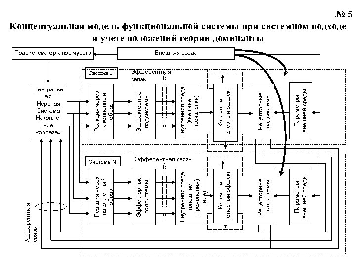 Конечный полезный эффект Рецепторные подсистемы Параметры внешней среды Эфферентная связь Конечный полезный эффект (внешние