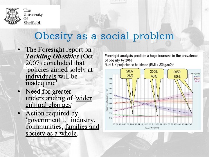 Obesity as a social problem • The Foresight report on Tackling Obesities (Oct 2007)