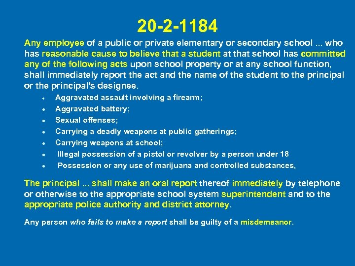 20 -2 -1184 Any employee of a public or private elementary or secondary school.