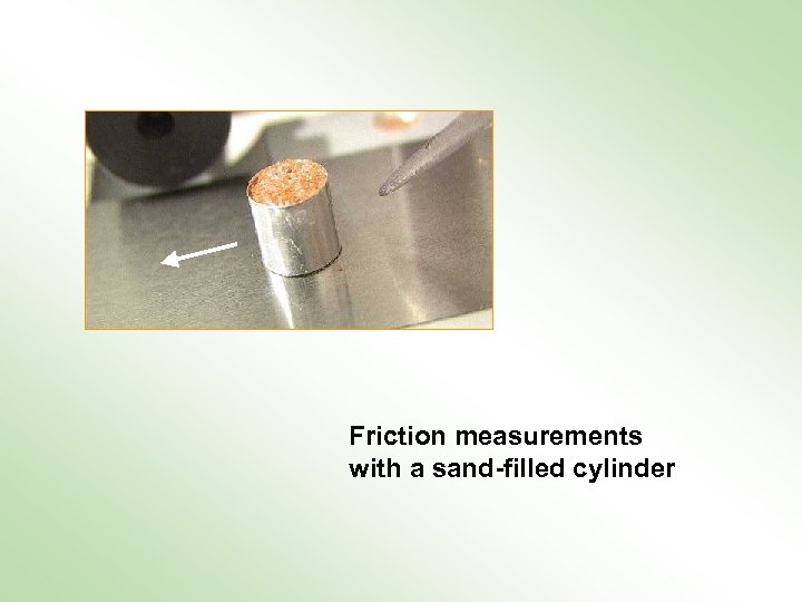 Friction measurements with a sand-filled cylinder 