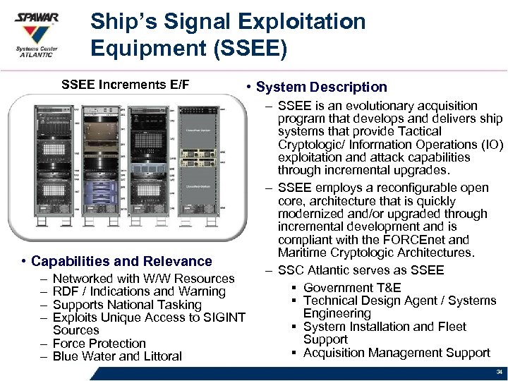 Ship’s Signal Exploitation Equipment (SSEE) SSEE Increments E/F • Capabilities and Relevance – –